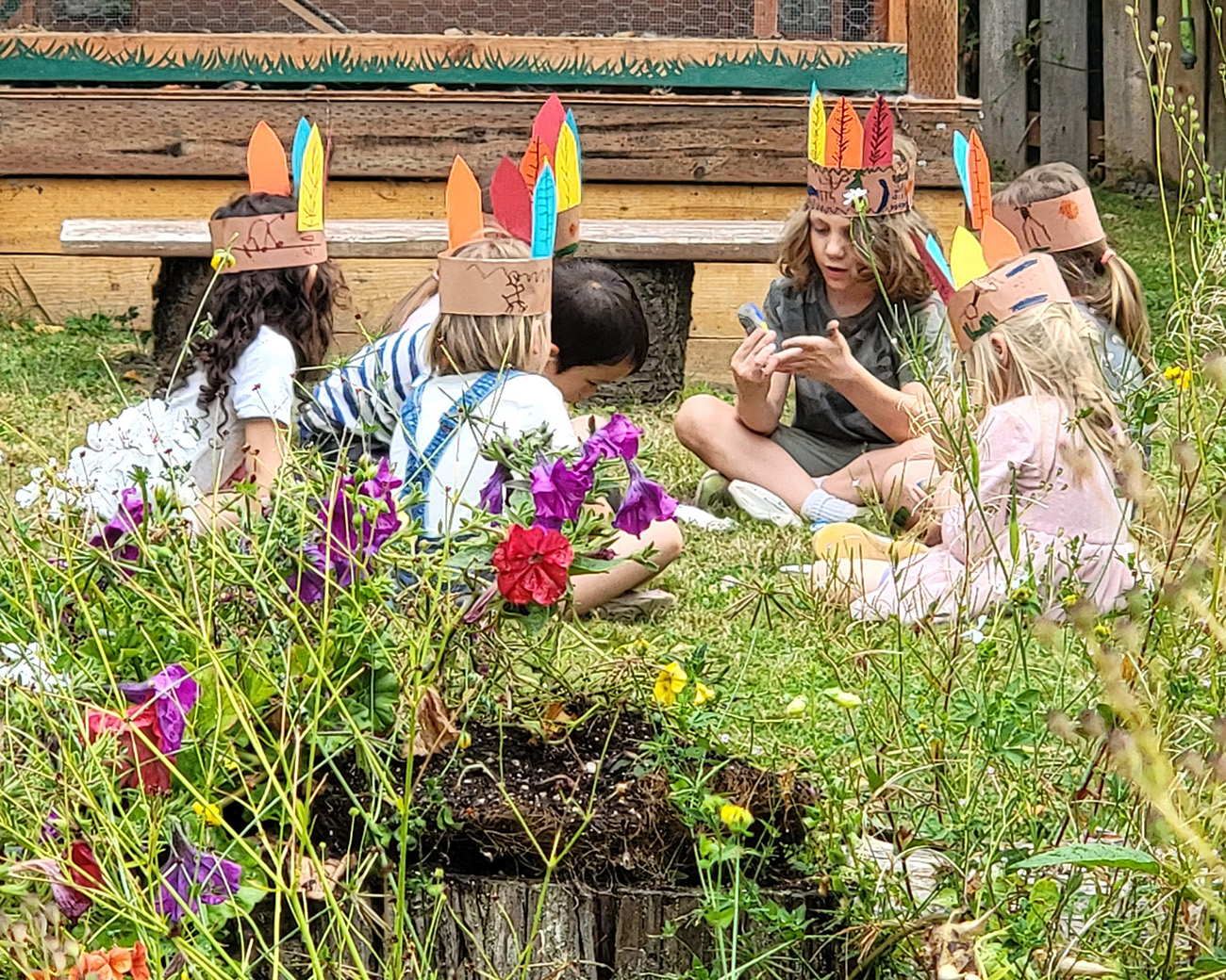 View larger image of Village Learning Child Care Summer Camp kids in a pow wow Village Learning Child Care Summer Camp kids in a pow wow